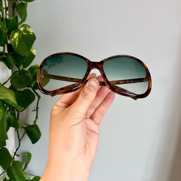 Givenchy Oversized Havana Gold Rounded Tortoise Style Sunglasses - Picture 2 of 16